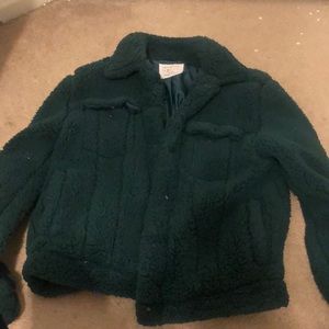 green faux fur jacket